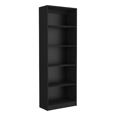 Homeroots 71" Black Wood Five Tier Bookcase 546187