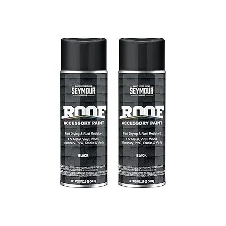 Seymour Midwest Roof Accessory Paint, Flat Black net 12 oz., 2PK 161706-2