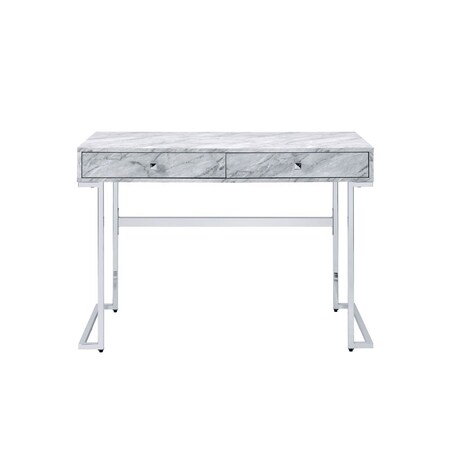 Homeroots 42" White Writing Desk With Two Drawers 491419