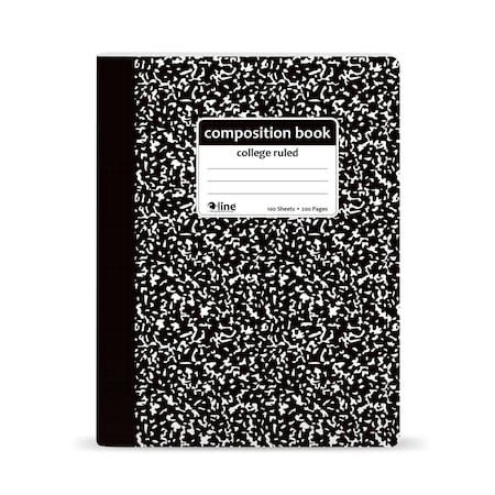 C-Line Products 7-1/2” x 9-3/4" Black Marble College Ruled Composition Notebook, 1/EA, 12EA/CT 22022-CT