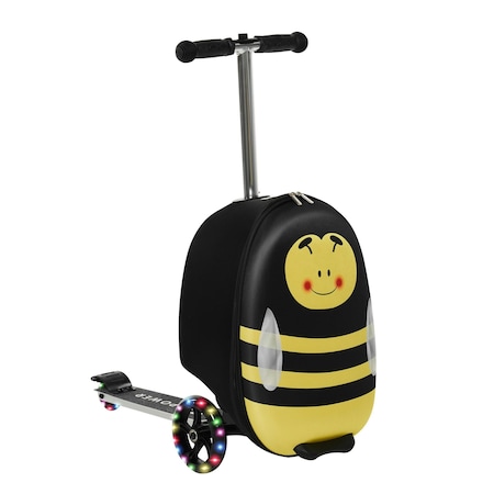 Gopowerbike GoVoyage 3-Wheel Kids Luggage Scooter with Light-Up Wheels, Black KLG3W