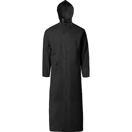 Ironwear 60" PVC/Polyester Rider Raincoat with Detachable Hood, Black, X-Large 9221-B-XL