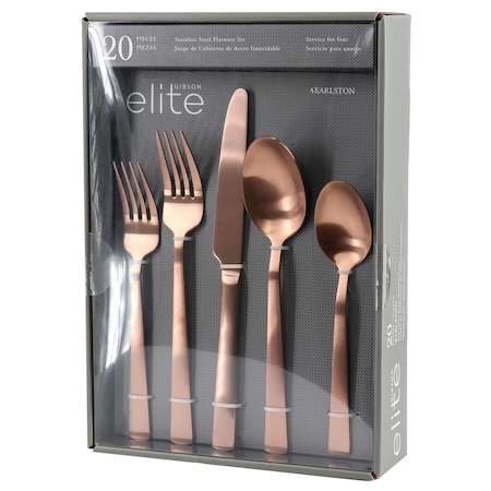 Gibson Elite Earlston 20 Piece Stainless Steel Flatware Set in Bronze 138515.2