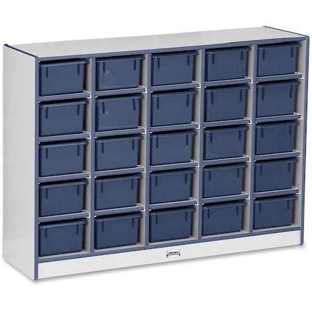 Jonti-Craft Rainbow Accents 25 Cubbie-Tray Mobile Storage, with Trays, Navy 0426JCWW112