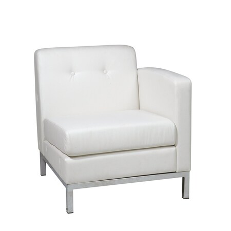 Osp Home Furnishings Wall Street  Faux Leather Right Arm Facing Armchair, White WST51RF-W32