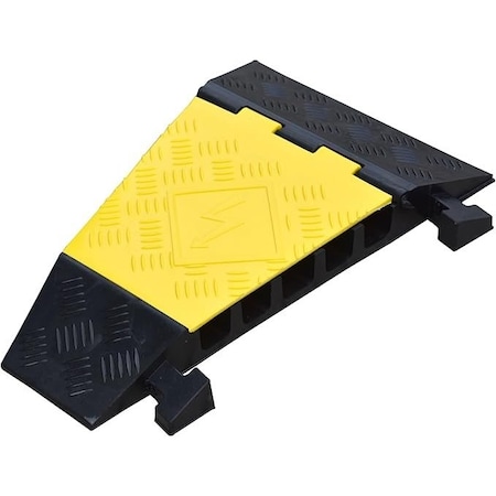 Kable Kontrol Cable Protector 22.5 Deg Right Turn, 5 Channel, Polyurethane/Rubber, Black, Yellow CP9900