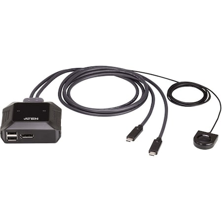 Aten 2-Port 4K DisplayPort USB-C Cable KVM Switch with Remote Port Selector US3312