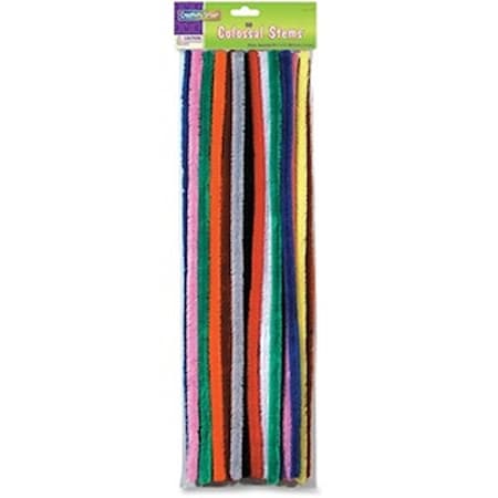 Easy-To-Organize 15 mm Assorted Color Chenille Stems, 50PK EA3740384