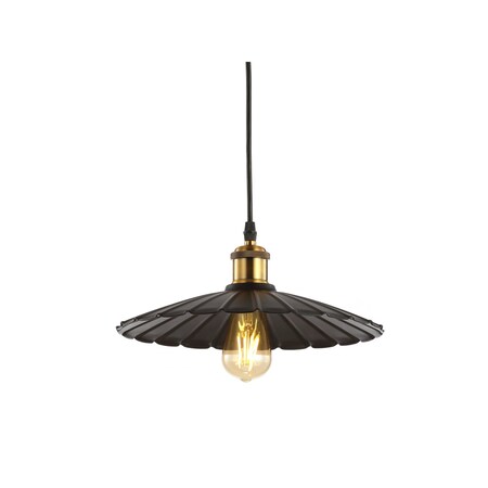Jonathan Y Lotus 12.25" Adjustable Metal LED Pendant, Brass Gold/Black JYL9062A