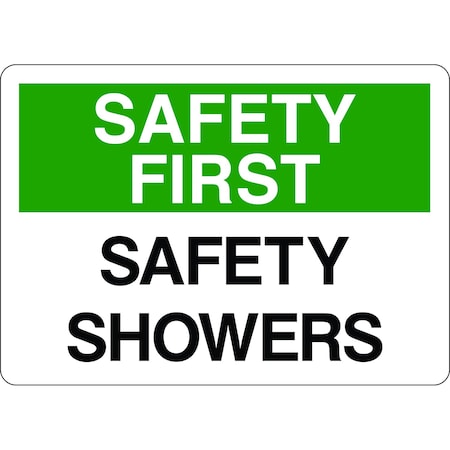 5S Supplies Safety First Sign - Safety Showers 7in x 10in Adhesive Vinyl Sign SAFE0023-710-AV