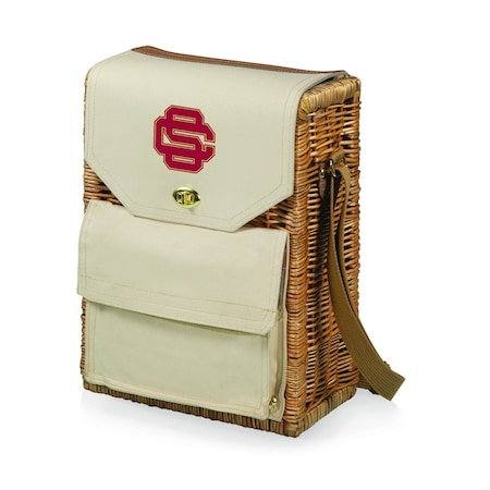 Picnic Time Family Of Brands NCAA USC Trojans Corsica Wine and Cheese Picnic Basket - Wine Tote BagBeige Canvas 120-04-187-098-0