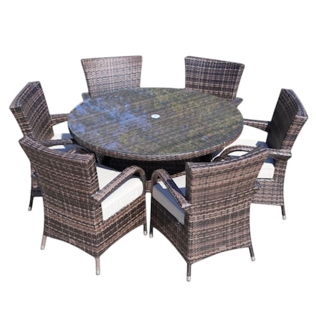 Homeroots Seven Piece Clear and Gray Round Glass Dining Set 372324