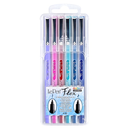 Marvy Uchida LePen Flex, Flexible Brush Tip Pens, Jewel Tones, 6PK 480006B