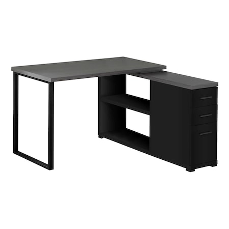 Homeroots 47" Gray and Black L Shape Computer Desk With Three Drawers 333531