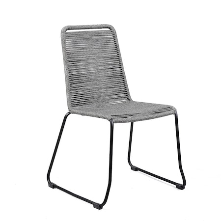 Homeroots Set of Two 23" Gray Metal Outdoor Dining Chair, 2PK 490262