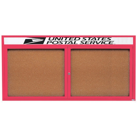 Aarco Enclosed Natural Pebble Grain Cork Bulletin Board w/ Header Red Powder Coated Al Frame, 36''Hx72''W DCC3672RHR