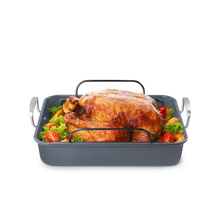 Black & Decker Large Turkey Roasting Pan with Rack, 0.8mm Carbon Steel Baking Pan BDK400B