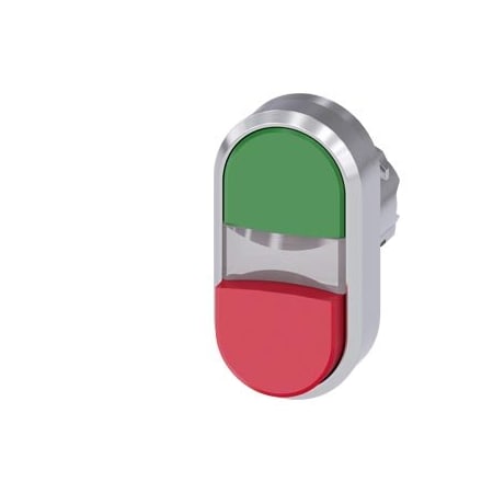 Siemens Illuminated twin pushbutton, 22 mm, round, metal, shiny, green 3SU1051-3BB42-0AA0-ZY10