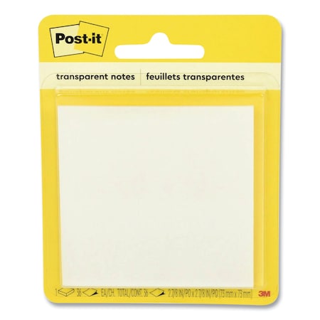 Post-It Transparent Notes, 2.88in x 2.88in, 36 Sheets/Pad 600-TRSPT