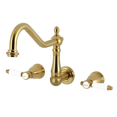 Kingston Brass Two-Handle Wall Mount Kitchen Faucet, Brushed Brass KS1287BPL
