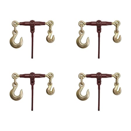 Mytee Products PRO Chain Specialty Binder Ratchet Style 1/2in Grab Hook & 5/8in Slip Hook., 4PK CBRS38-58SHx4