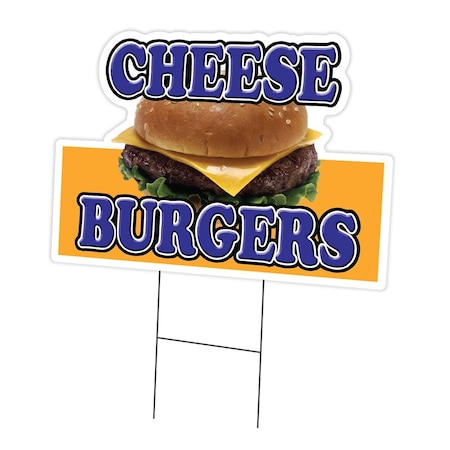 Signmission Cheeseburgers Yard Sign & Stake outdoor plastic coroplast window, C-DC-1216-DS-Cheeseburgers C-DC-1216-DS-Cheeseburgers