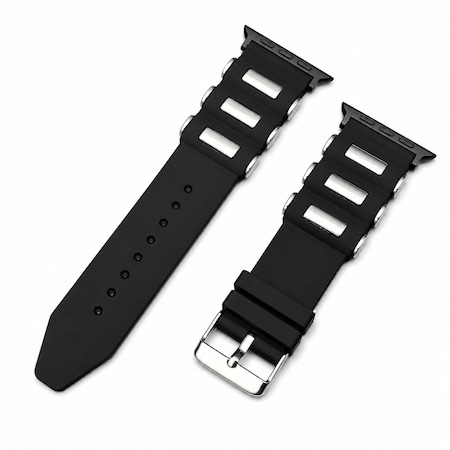 Elegani Replacement Rubber Watch Replacement Band Compatible with Apple Watch 38mm, Black, Black Buckle IVTBB-BLK-38