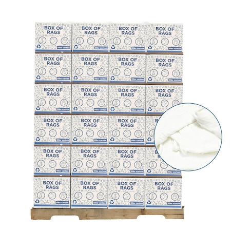 Supremeplus Recycled White Knit T-Shirt Cleaning Rags, 600 lbs. Pallet, 120 x 5 lbs. Boxes, 120PK SP-8155