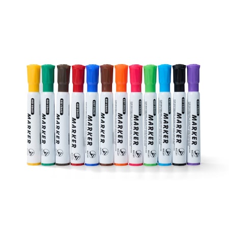 4Dock Low Odor Dry Erase Markers, Bullet Tip, Assorted Colors, 12PK WBP001