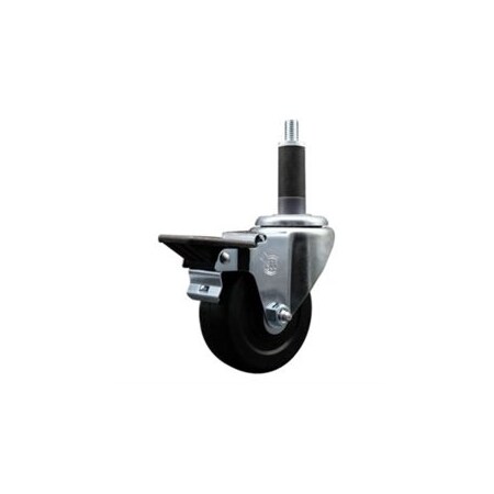 Service Caster 3.5'' Hard Rubber Swivel 1'' Expanding Stem Caster with Brake SCC-EX20S3514-HRS-PLB-1
