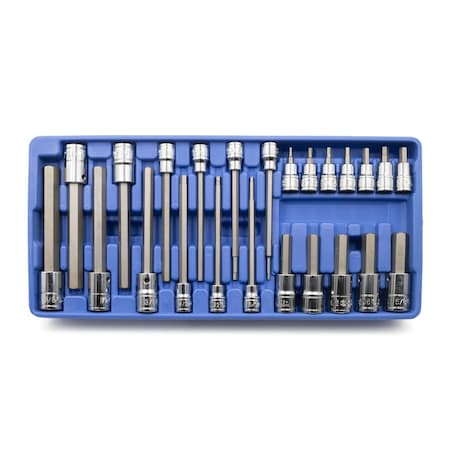 Genius Tools 24PC 3/8 & 1/2in Dr. SAE Long Hex Bit Socket Set BS-3424H