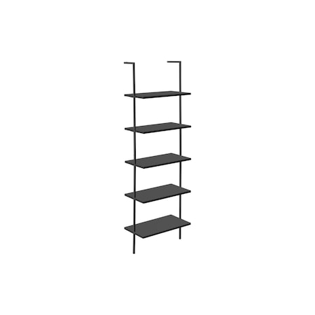 Homeroots 72" Black Metal and Wood Five Tier Bookcase 489800