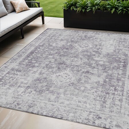 Homeroots 5' X 8' Plum Oriental Washable Indoor Outdoor Area Rug 607615
