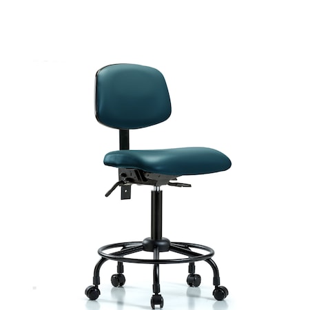 Blue Ridge Ergonomics Vinyl Chair, Med Bench, Round Tube Base, Casters, Royal BR-VMBCH-RT-T0-A0-RC-8801