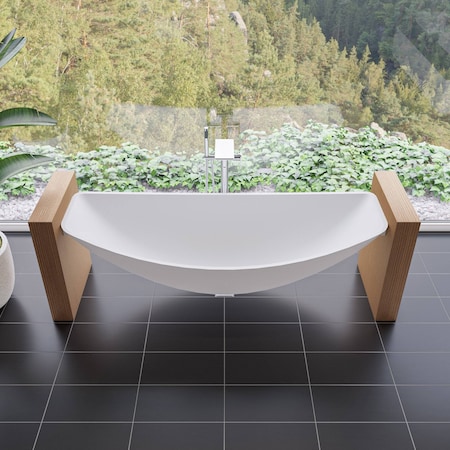 Alfi Brand White Matte 79in Acrylic Suspended Wall Mounted Hammock Bathtub HammockTub1-WM