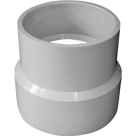 Genova CANPLAS Sewer Adapter Coupling, 4 x 3 in, Hub, PVC, White 193036