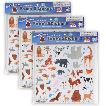 Ready 2 Learn Foam Stickers, Animals, 168-Piece Set, 3PK CE10094
