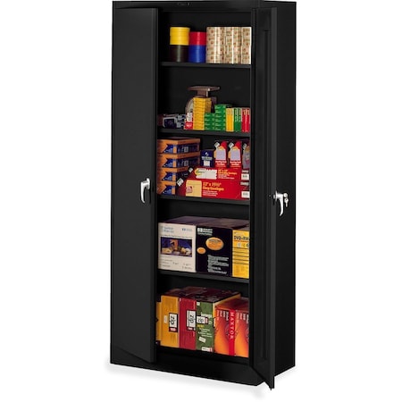 Tennsco Shelving Storage Cabinet, 78 in H, 36 in W, Swing, Keyed, Black, 4 Shelves, 0 Drawers 7824BK