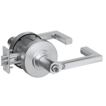 Schlage Grade 1 Entrance Cylindrical Lock, Less Cylinder, Longitude Lever with Rose, Satin Chrome Finish PC53L LON 626