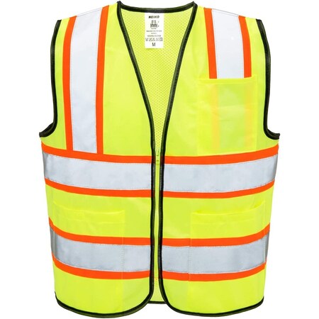 Neiko XX-Large High Visibility Safety Vest, 3 Pockets and Zipper, Neon Yellow, Adult 53992A