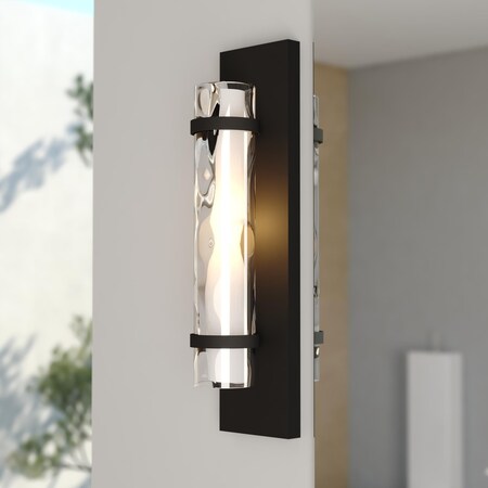 Vaxcel Vilo 4.5-in W 1 Light Matte Black Wall Sconce Light with Full Backplate W0498