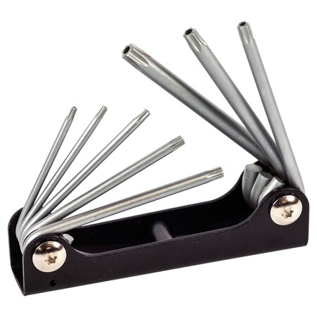 Multicomp Pro Hex Key Set, 8 Pieces, T9/T10/T15/T20/T25/T27/T30/T40 Metal Folding Tamper Star Keys MP008584