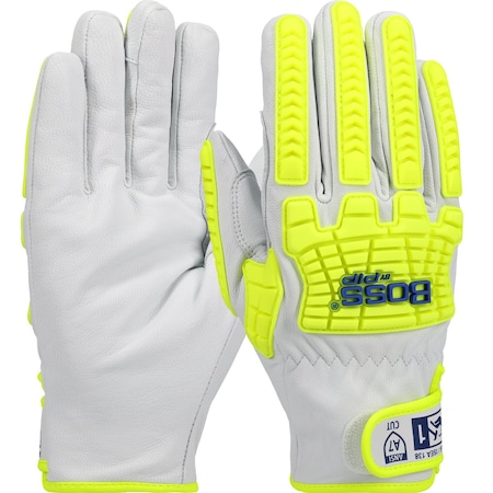 Boss Top Grain Goatskin Leather Drivers Glove w/Kevlar Blend Lining and Hi-Vis Impact Protection 9916/XL