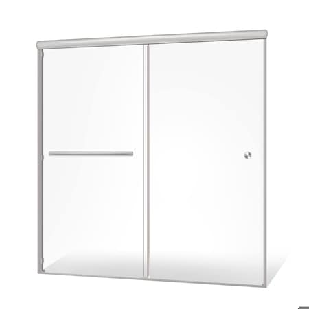 Fab Glass And Mirror Bypass Sliding Glass Tub Shower Door Sorrento Lux Series Adjustable 56in-60in Width 62in Height-Se SHSOL60X62CH
