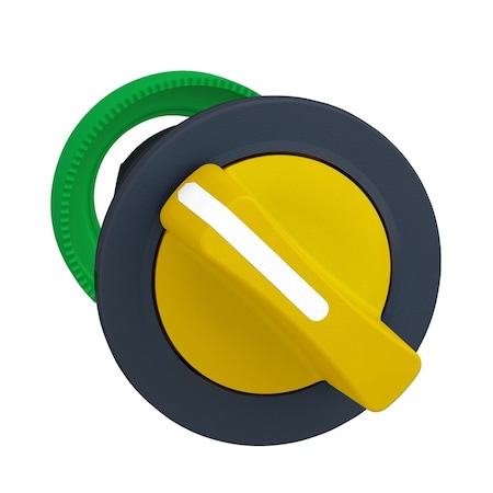 Schneider Electric Head for selector switch, Harmony XB5, flush mounted yellow 2 pos stay put ZB5FD205