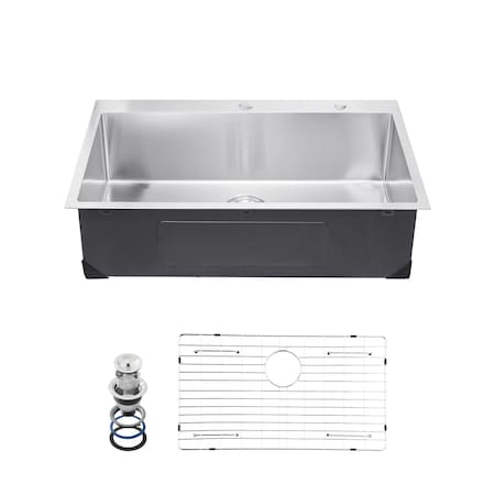 Vevor 15" Kitchen Sink Top Mount Single Bowl Drop-In Basin Stainless Steel Bar T151509RS0