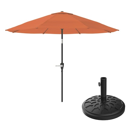 Pure Garden 10-Foot Patio Umbrella with Auto-Tilt and Base, Terracotta 50-LG1053B