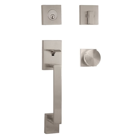 Weslock Brookside Single Cylinder Handleset with Mesa Knob Trim with Adjustable Latch and Round Corner 02880-N4NFR2D