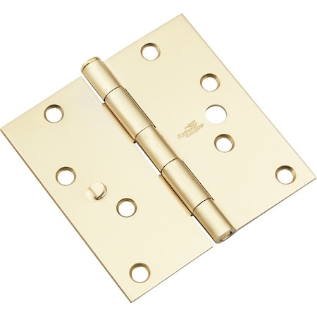National Hardware Door Hinge, Steel, Satin Brass, Flush, Removable Pin, Full-Mortise Mounting, 55 lb N830-403