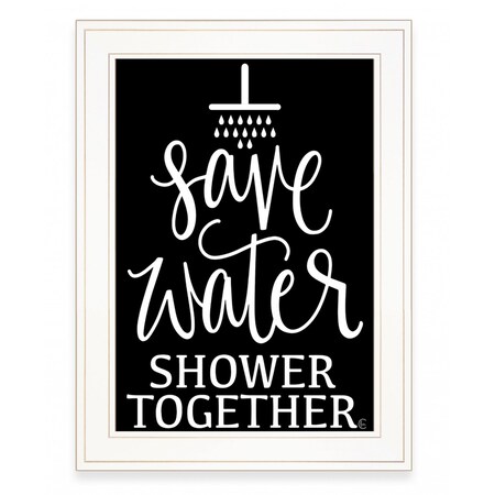 Homeroots Shower Together 1 White Framed Print Wall Art 407682